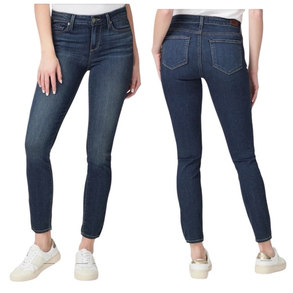 PAIGE Verdugo Ankle Skinny Jeans Dark Blue Stretch Mid Rise sz 28 x 27 Inseam - Picture 1 of 10